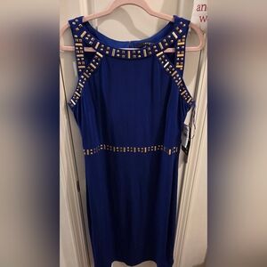 Navy Blue W/Gold Accent Cocktail Dress